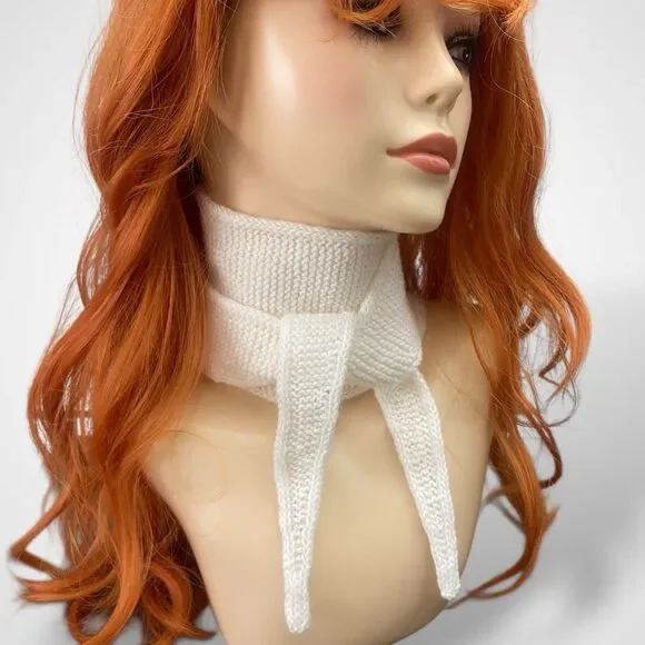 Sophie Scarf White Acrylic Neck Warmer Hand Knit Women Neckerchief Gift for Her